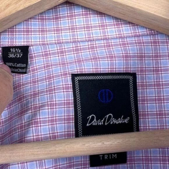 David Donahue Trim Fit Long Sleeve Cotton Button Up Dress Shirt 16.5 - Picture 3 of 6